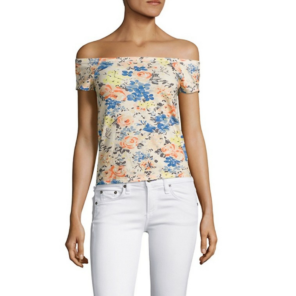 Rebecca Taylor Gigi Off the Shoulder Floral Top